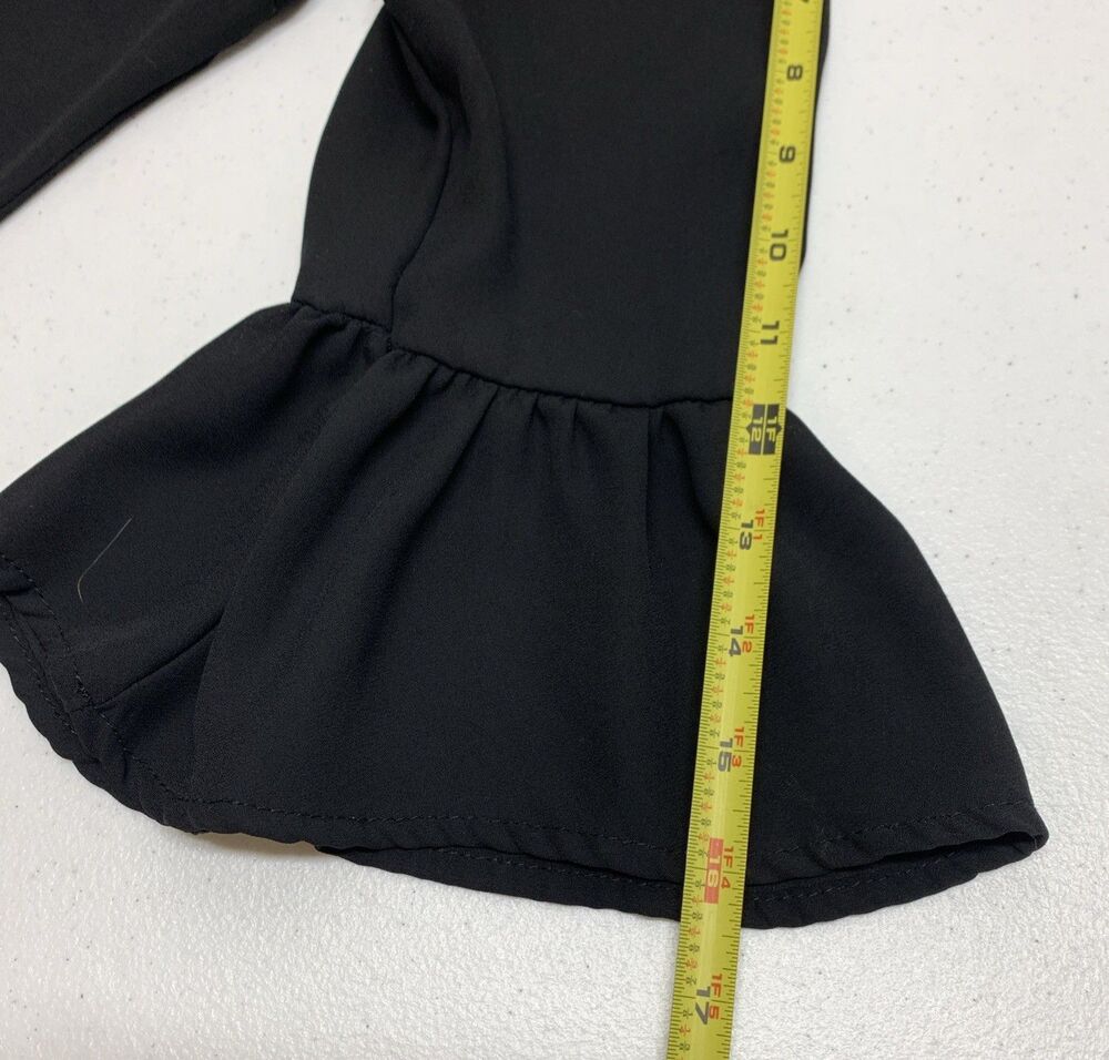 New York & Co Blouse Top Womens S Black Sheer Dark Whimsical Ruffles - Picture 11 of 13